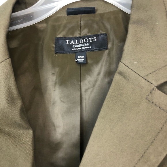 Talbots Cargo Jacket Blazer Size 12W Olive Moto - Picture 4 of 8